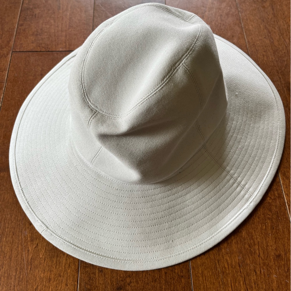 LARGE BRIM HAT - gray cotton canvas